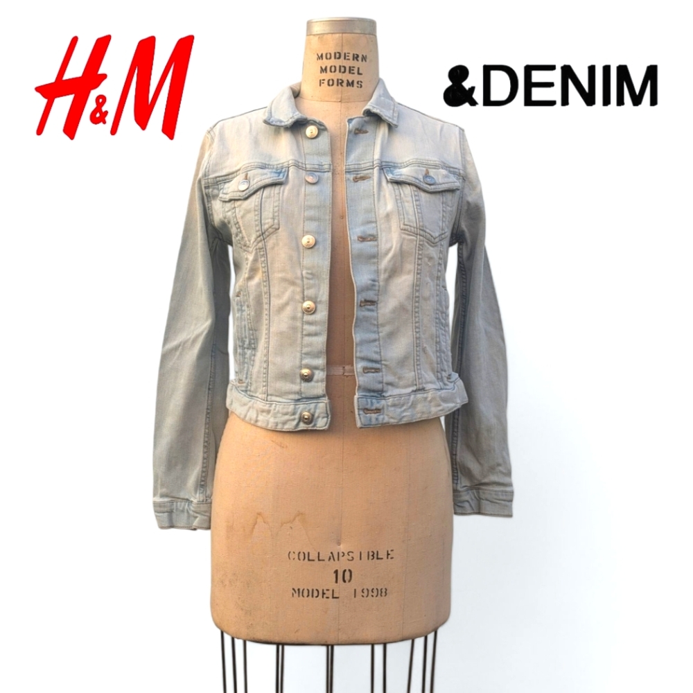 Distressed light wash denim jacket by H&M - Size 6